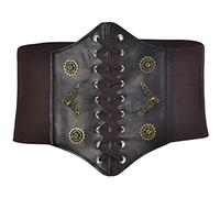 Bslingerie® Femmes Steampunk Cuir synthétique Waspie Corset Ceinture (Marron, M)
