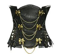 Bslingerie® Gothic Punk Baleines Acier Simili Cuir Underbust Corset Serre Taille (S - EU 34-36, Noir)