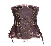 Bslingerie® Gothic Punk Baleines Acier Simili Cuir Underbust Corset Serre Taille (XL - EU 40-42, Brun)