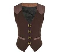 Bslingerie® Homme Steampunk Gilets sans Manche Vintage (Marron, XL)