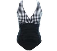 Bslingerie® Maillot de bain une pièce monokini classique à dos nu pour femme, noir et blanc, S
