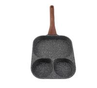 BSLSVGE 3 Section Non Stick Egg Frying Pan | Flat Bottom for Even Heat & Quick Breakfast | Stovetop Compatible Pan for Omelettes/Steak/Bacon | Heat Tolerant Handle, Simple Maintenance (Double Bottom)