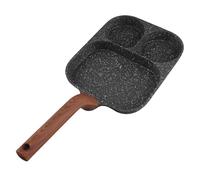 BSLSVGE 3 Section Non Stick Egg Frying Pan | Flat Bottom for Even Heat & Quick Breakfast | Stovetop Compatible Pan for Omelettes/Steak/Bacon | Heat Tolerant Handle, Simple Maintenance (Single Bottom)