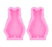 BSLSVGE Lot de 2 moules de cuisson en silicone en forme d'ours, de qualité alimentaire, flexibles, faciles à démouler, pour gâteaux, fondants au chocolat, fêtes d'anniversaire