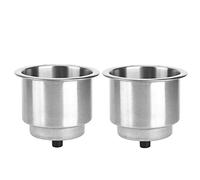 BSLSVGE Porte-Boissons en Acier Inoxydable 2 pièces Support de Tasse de Haute qualité résistant à la avec Trou de Drainage pour comptoir de Table de Voiture de Bateau Argent 4,1 Pouces