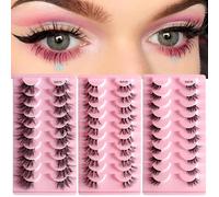 BSLVWG 10 demi - gap Faux cils oeil de chat Aspect naturel wispy faux cils demi - cils réutilisables naturels avec de courts et doux faux cils (25)