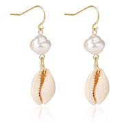 BSLVWG Boucles d'oreilles Bohème Métal Léger Géométrique Boucles d'oreilles Coquillage Océan Fait à la main Plage d'été Boucles d'oreilles pendantes pour Femmes Filles (A)