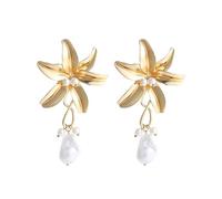 BSLVWG Boucles d'oreilles pendentif fleur Vintage or perle fleur crochet boucles d'oreilles bohème pendentif boucles d'oreilles pendentif fleur boucles d'oreilles été plage boucles d'oreilles