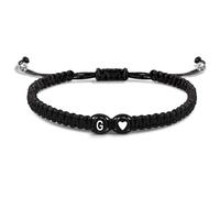 BSLVWG Bracelets de couple correspondant à perles de cœur Lettre Bracelet initial pour hommes Femmes Bracelets de couple réglables Couples mignons Cadeau pour Bracelet de meilleur ami
