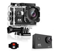 BSLVWG Caméra d'action 4K 20 MP WiFi 30 m étanche pour Vlog avec Ultra HD 170° Grand Angle 2.4G Télécommande Anti-Secouement Écran LCD 2.0'' avec kit d'accessoires (Noir)