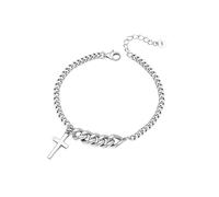 BSLVWG Chaîne cubaine femmes bracelet pour hommes, bracelet croix en acier inoxydable bracelet classique bracelet minimaliste chaîne en argent Miami curb Chain Bracelet Hip Hop bijoux