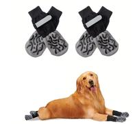 BSLVWG Chaussettes antidérapantes pour Chiens Petits,Moyens et Grands- Bottines avec grippes empêchant Le léchage des Pattes, contrôle de Traction et Protection (Gris, XL)
