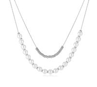 BSLVWG Collier de perles collier de perles multicouches collier vintage Déclaration de perles collier de mariée Pendentif de perles collier mariage partie femmes et filles bijoux (Argent)