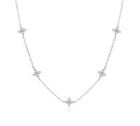 BSLVWG Colliers d'or en argent pour femmes Station Choker collier de diamant simulé simple empilable CZ collier minimalisme bijoux à la mode cadeaux (Argent)