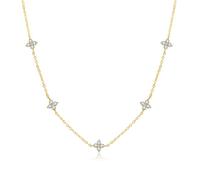 BSLVWG Colliers d'or en argent pour femmes Station Choker collier de diamant simulé simple empilable CZ collier minimalisme bijoux à la mode cadeaux (Or)