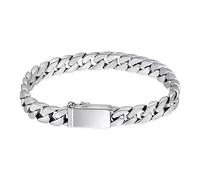 BSLVWG Cuba bracelet hommes femmes, solide chirurgical en acier inoxydable argent bracelet chaîne 9mm de large, 18/20 / CM Hip Hop curb bracelet hommes père frère ami bijoux cadeau (20CM)