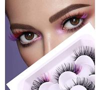 BSLVWG faux cils colorés 5 paires de faux cils à rayures russes faux cils imitation vison cils colorés cils à rayures russes moelleux (5026)