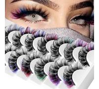 BSLVWG Faux cils colorés faux cils rayés russes faux cils faux cils vison faux cils colorés cils moelleux faux cils rayés russes (7 couleurs mélangées)