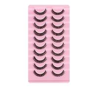 BSLVWG Faux cils Les cils rayés russes sont naturellement moelleux d bouclés 10 paires réutilisables faux cils faux vison cils épais, courts et doux (01)