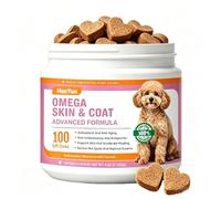 BSLVWG Omega 3 Supplément de Peau et de Pelage pour Chiens,100 mâches Huile de Poisson pour Chiens mâches - Allergie et soulagement des démangeaisons - Supplément Anti-Perte