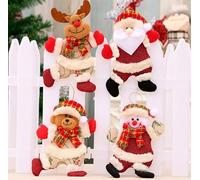 BSLVWG Ornaments Suspendus de Noël Ensemble de 4, Fait à la Main en Peluche Père Elves Elk Bonhomme de Neige Ours Arbre de Noëls Pendue Décorations Décorations de Noël (03)