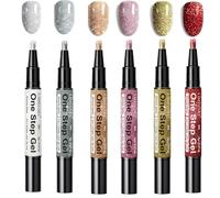 BSLVWG Set de 6 Stylos Vernis Semi-Permanent Nacré - Gel 3-en-1 Base Couleur Finition, Effet Iridescent Aurora, Séchage Rapide, Manucure DIY à Domicile（Nécessite une Lampe UV）