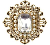 BSLVWG Strass Broche Pin pour les femmes Or Baroque Rectangle Cristal Perle Boho Style Victorien Broches Pins Lapel Robe Costume Vêtements Accessoires Mariage Festival de Noël Bijoux Cadeau (Blanc)