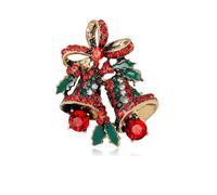 BSLVWG Vintage broche de Noël épingles strass cristal épingle de Noël Noël arbre cerf Père Noël bonhomme de neige Bowknot double cloches broches Noël bijoux décoration (05)