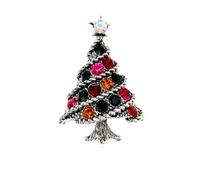 BSLVWG Vintage broche de Noël épingles strass cristal épingle de Noël Noël arbre cerf Père Noël bonhomme de neige Bowknot double cloches broches Noël bijoux décoration (06)