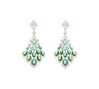 BSLVWG Vintage plumes pendentif boucles d'oreilles femmes bohème 14K plaqué or vert cristal plume pendentif pendentif pendentif goujons boucles d'oreilles exagéré anniversaire vacances bijoux cadeau