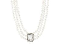 BSLVWG Wedding suite Pearl choker collier 4 rangées choker Simulation Pearl plaqué rhodium élégant charme collier féminin multicouche choker Chain round (03)