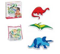 BSM Edushape - Créations Magiques Dinosaures - 13 Figurines en Mousse Adhésives pour le Bain - Collent sur les Surfaces Mouillées - Jouet de Bain Imaginaire et Éducatif Dès 3 Ans