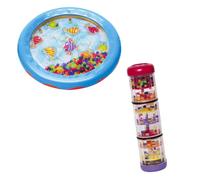 BSM Halilit | Lot de 2 instruments Tambourin des Mers + Mini Arbre à Pluie | Favorise la coordination œil-main, la créativité et la motricité | Dès 12 mois | Eveil Musical pour enfant | HA 202/486