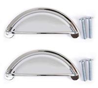 BSM Marketing Ariel Lot de 2 poignées de porte d'armoire et tiroir en chrome mat/noir/étain/brossé (2, chromé)