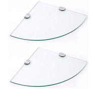 BSM Marketing Lot de 2 étagères d'angle en verre trempé de 6 mm, 2 étagères de 300 mm environ
