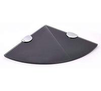 BSM Marketing Lot de 2 étagères d'angle en verre trempé pour salle de bain, chambre à coucher, cuisine, bureau avec finition chromée - Noir ou blanc - 300 mm x 6 mm d'épaisseur