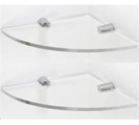 BSM Marketing Lot de 2 étagères d'angle murales flottantes en Acrylique avec Supports chromés Disponibles en Transparent, Noir et Blanc (Transparent, 200 mm x 2)