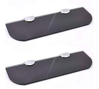 BSM Marketing Lot de 2 étagères en verre noir avec coins incurvés pour salle de bain, cuisine, chambre à coucher 300 mm x 100 mm