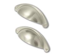 2 x poignées en nickel brossé style shaker pour cuisine ou placard
