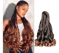 BSMLSPHW French Curl Braids 24 Inch 8 Packs Pre Stretched Loose Wave Bouncy Braiding Hair Spanish Curly Ends Synthetic Hair Extensions for Braiding（1B/30）