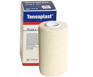 BSN - Bandage élastique Adhésif Tensoplast, Bords Souples et Matériau Adhésif Poreux, Bande Centrale Jaune, Taille 4,5 m x 10 cm, 1 pièce