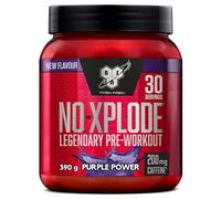 BSN Nutrition N.O.-Xplode Complément alimentaire Pre Workout en poudre, maintient l'énergie et la concentration avec caféine, acides aminés, vitamine C et zinc, goût Purple Power, 30 portions, 390 g