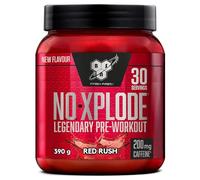BSN Nutrition N.O.-Xplode Complément alimentaire Pre Workout en poudre, maintient l'énergie et la concentration avec caféine, acides aminés, vitamine C et zinc, goût Red Rush, 30 portions, 390 g