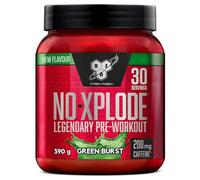 BSN Nutrition N.O.-Xplode Complément alimentaire Pre Workout en poudre, maintient l'énergie et la concentration avec caféine, acides aminés, vitamine C et zinc, goût Green Burst, 30 portions, 390 g