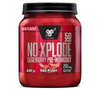 BSN Nutrition N.O.-Xplode Complément alimentaire Pre Workout en poudre, maintient l'énergie et la concentration avec caféine, acides aminés, vitamine C et zinc, goût Red Rush, 50 portions, 650 g