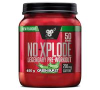 BSN Nutrition N.O.-Xplode Complément alimentaire Pre Workout en poudre, maintient l'énergie et la concentration avec caféine, acides aminés, vitamine C et zinc, goût Green Burst, 50 portions, 650 g