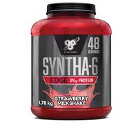 BSN Syntha 6 Edge poudre protéinée pauvre en glucides & sucre, avec isolat de protéines de lactosérum et BCAA, complément pour prise de masse musculaire, milkshake fraise, 48 doses, 1,78 kg