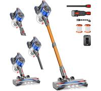 BSNAW Aspirateur balai sans fil - Rechargeable, puissant avec affichage de la batterie amovible, autonomie maximale de 45 minutes, aspirateur à main 8 en 1 pour sols durs et moquettes, poils d'animaux
