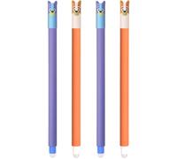 BSNRDX Lot de 4 stylos gel effaçables,gamme de couleurs d’encre, pour enlever l'encre sans consommer la feuille pointe de 0,5 mm,Lapin, koala,chien,ours,lion,poussin