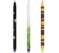 BSNRDX Lot de stylos gel effaçables, Thèmes boule sur les extrémités pour enlever l'encre thermosensible, diamètre de la pointe 0,7 mm (Abeille Pingouin Bambou Panda)